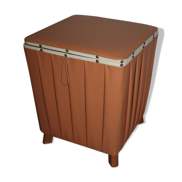 Pouf coffre en skai des années 60