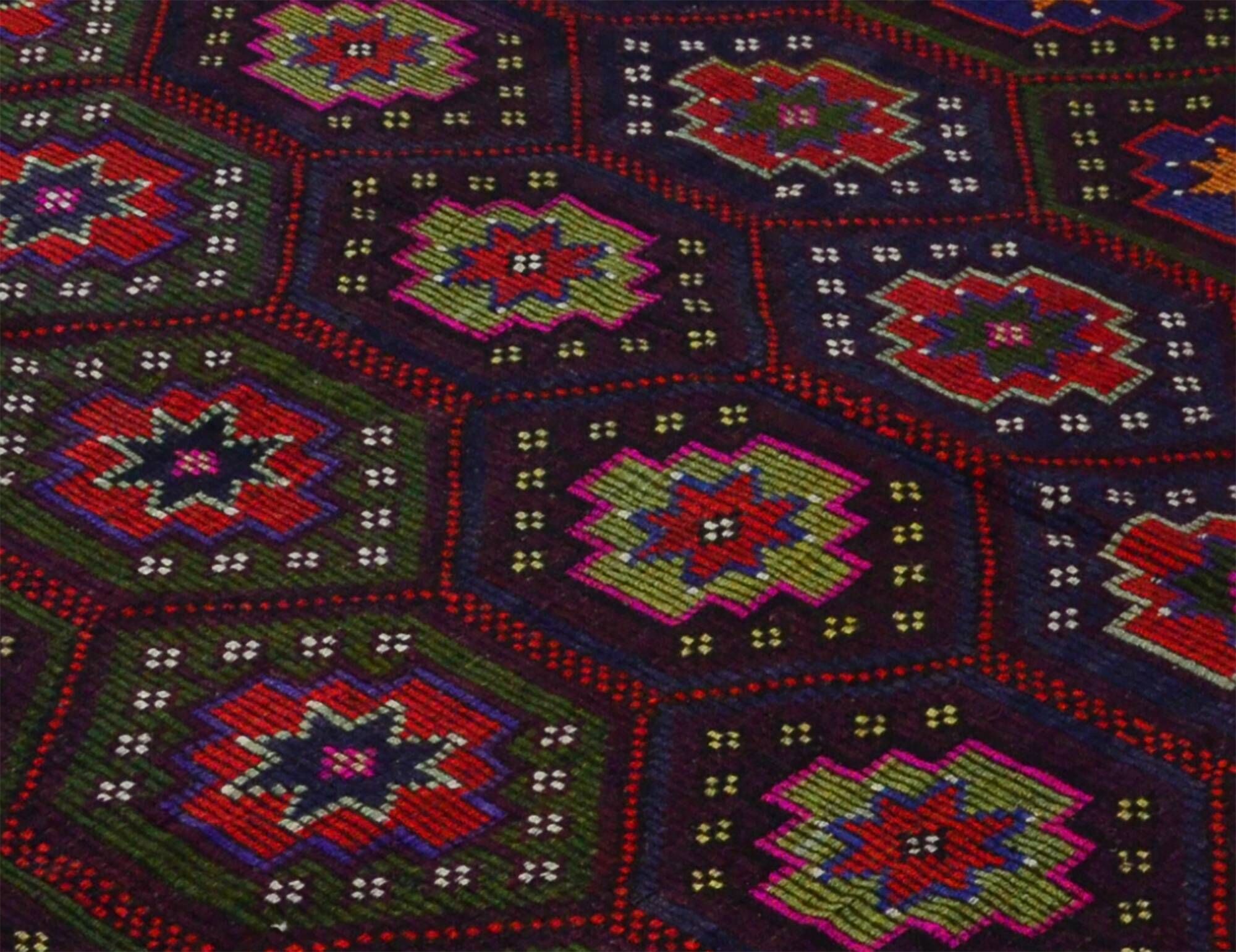 Turkish Kilim Yuruk Vintage 184x310 cm Geometric Red Green Pink