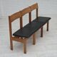 1970s, Danish design, set of 3 church chairs, leather, oak wood.