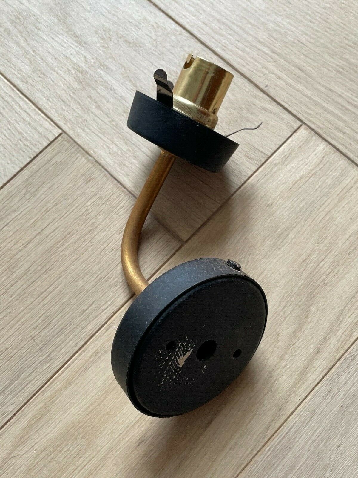 Pair of Matte Black Wall lamps & gold metal 50s