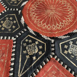 Vintage Moroccan leather pouf