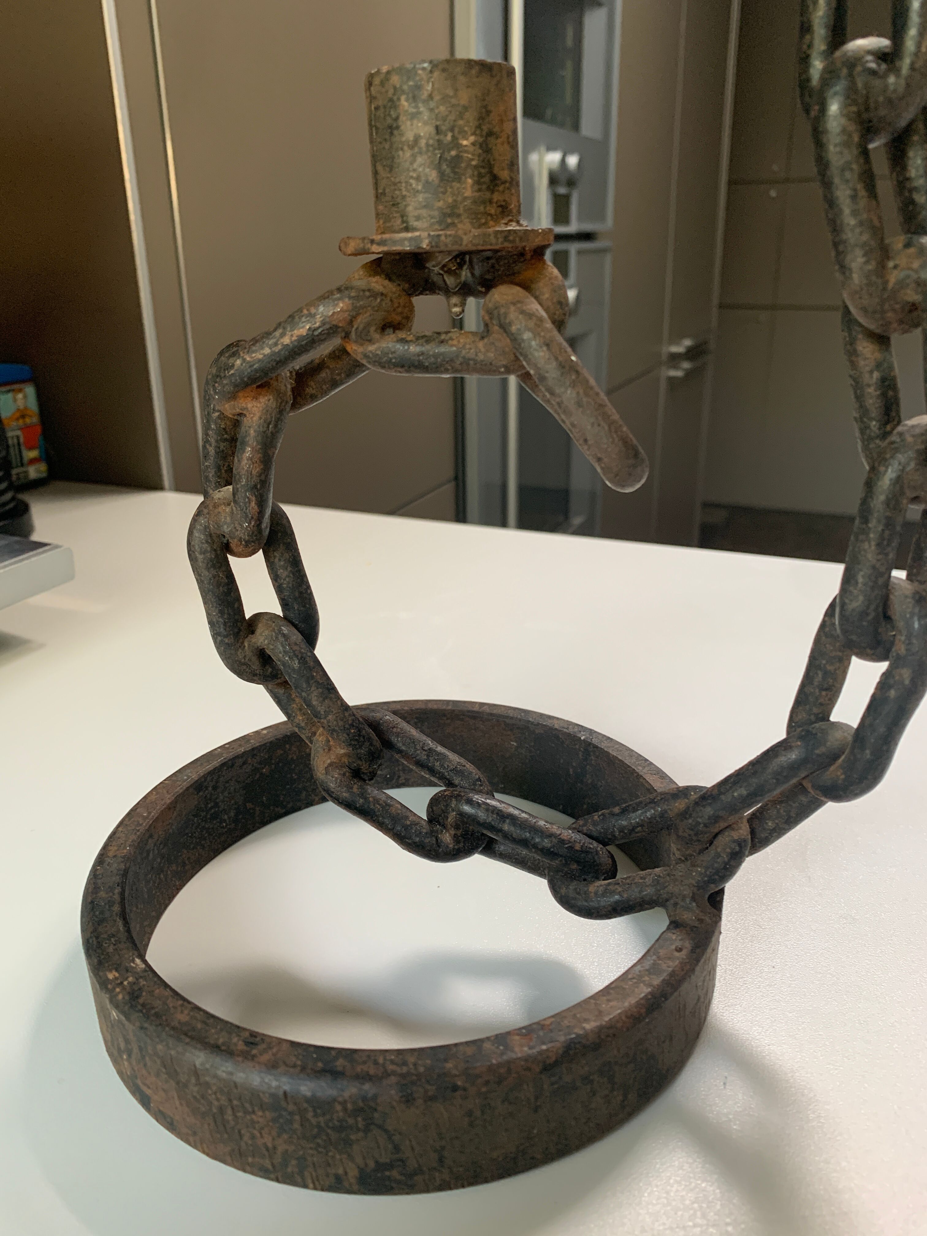 Brutalist style marine chain chandelier