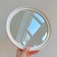 Miroir mural rond en plastique beige de l'ère spatiale