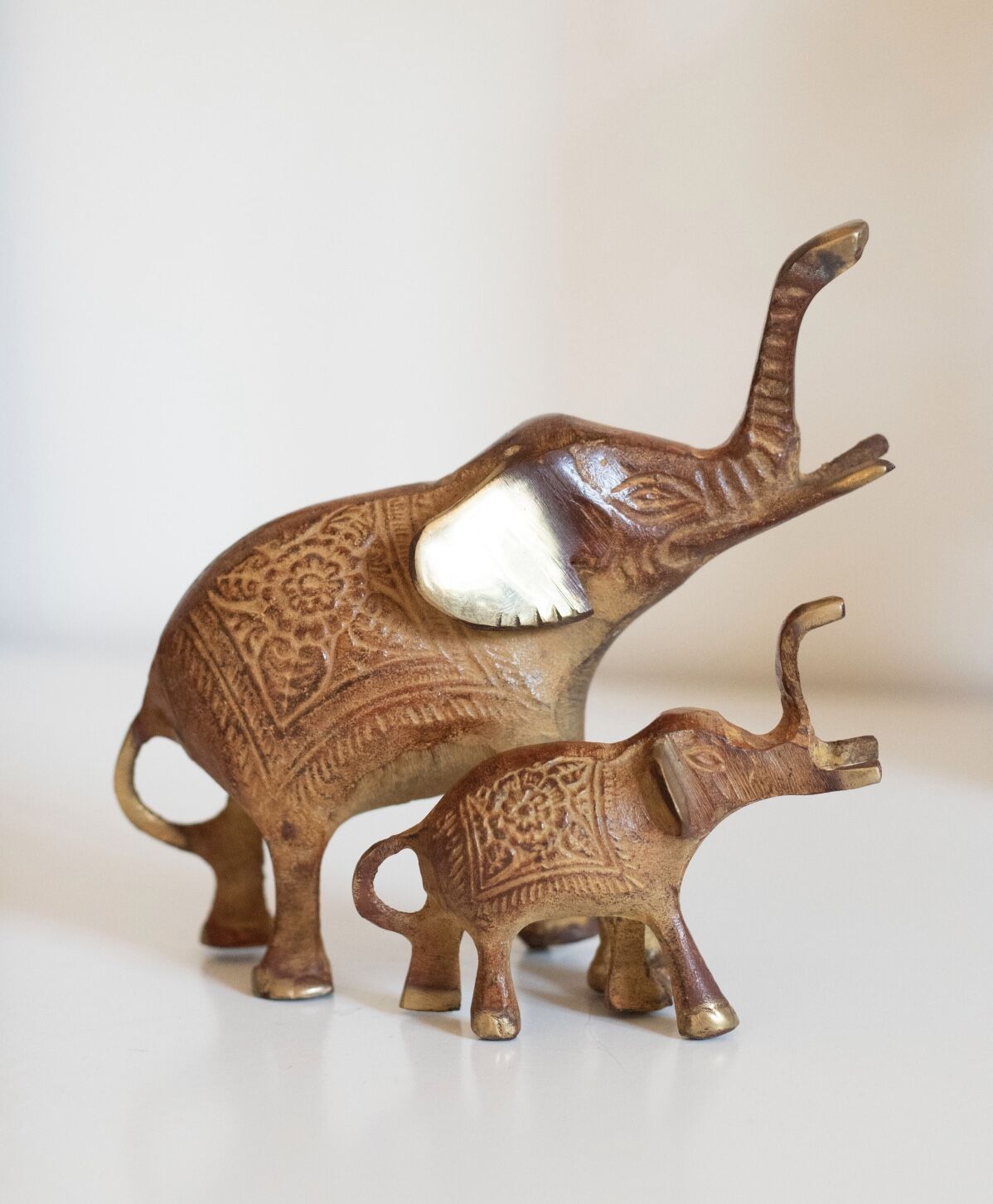 Iron and brass elephants