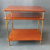 Table with three trays in solid mahogany and gilded brass 1950.