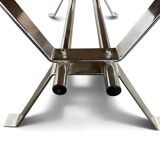 Table basse vintage en céramique avec cadre chromé