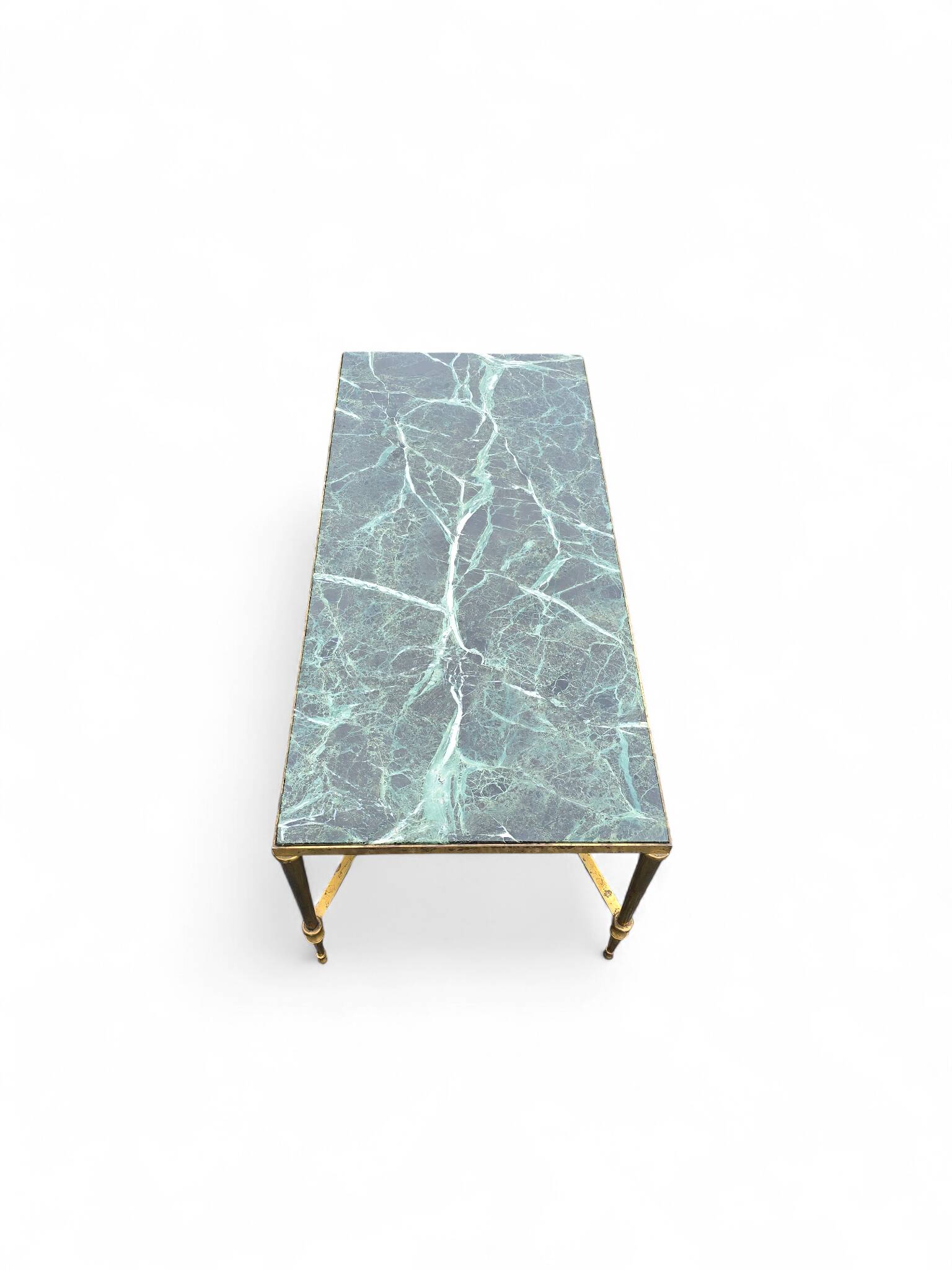 Green marble and brass coffee table