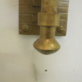 Pair of wall sconces, folded metal and yellow "shattered" glass