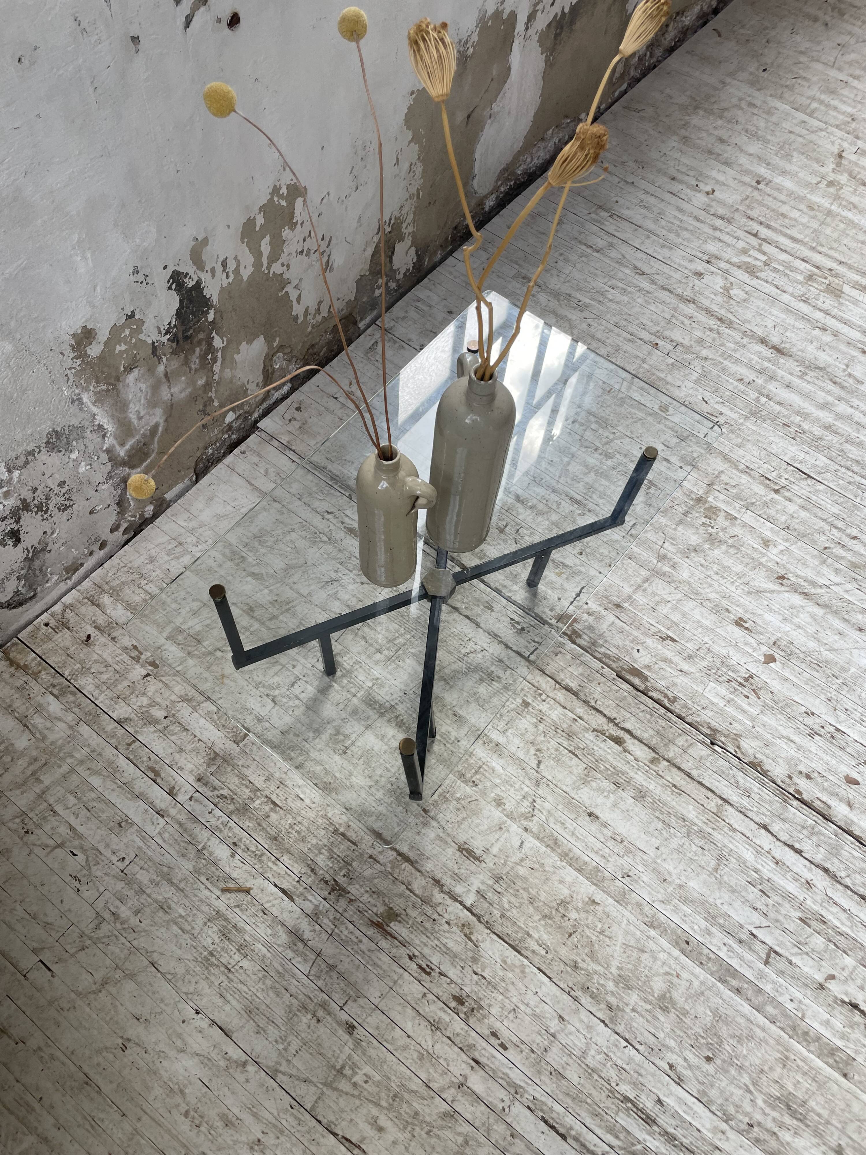 60s glass coffee table