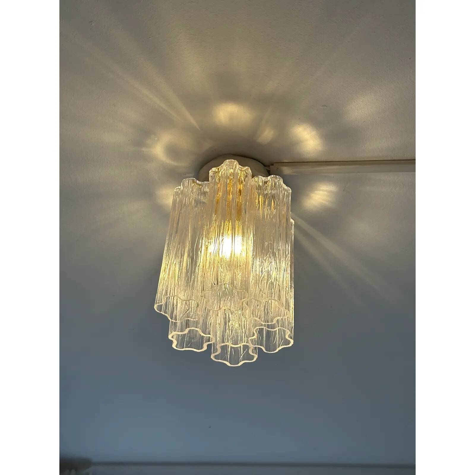 Modern Gold “Tronchi” Murano Glass Flush Mount