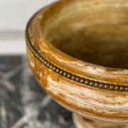 Deep onyx and bronze beaded bowl circa 1900