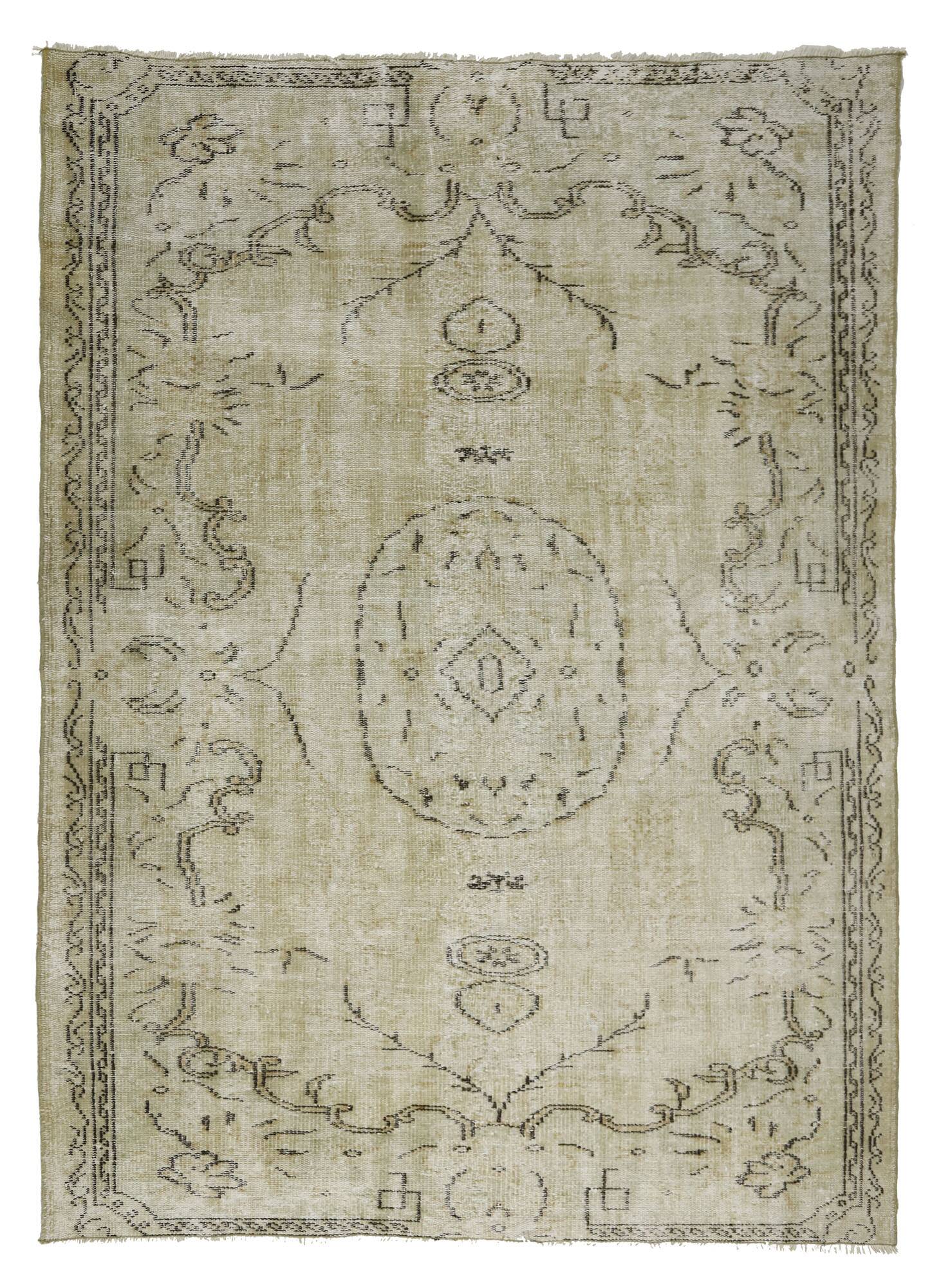 Turkish Anatolian Handmade Vintage Rug 253 cm x 175 cm
