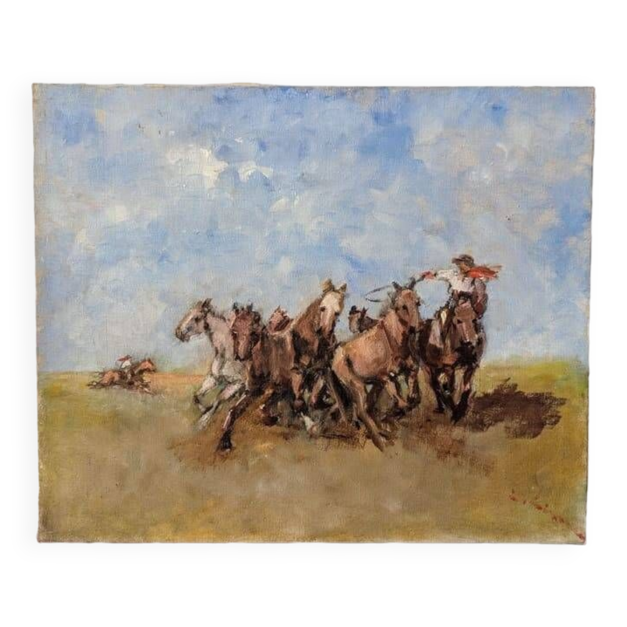 Huile sur toile "Les chevaux sauvages"