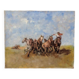 Oil on canvas "Wild horses"