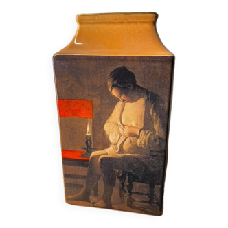 Ceramic vase Saint Clément Lunéville "the woman with a flea" by Georges de la tour