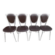 Set of 4 vintage chairs from the 60s/70s in brown faux leather with chrome compass legs.