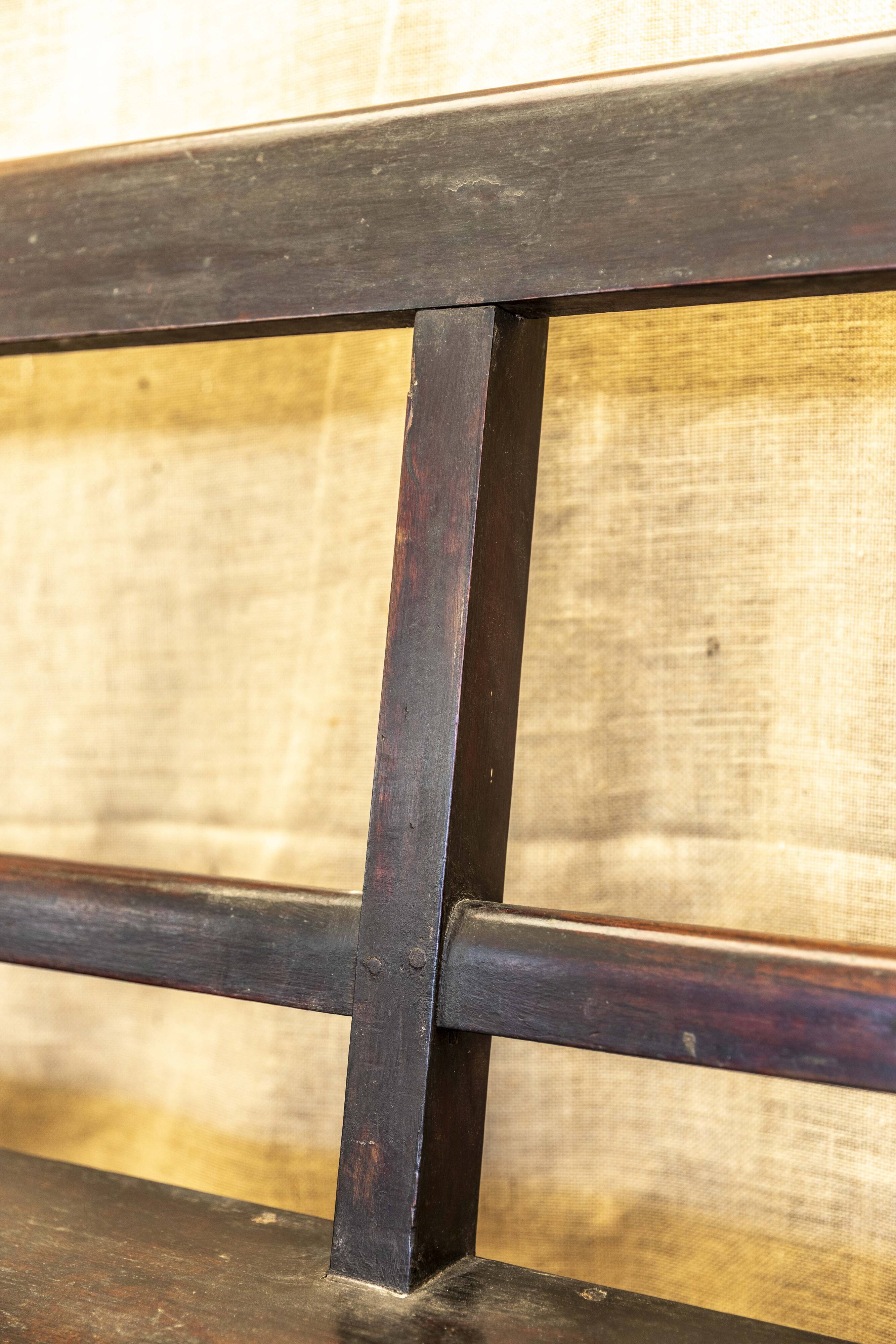 Large black teak bench