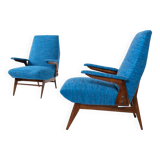 Mid-Century Modern Pair of Armchairs by Vittorio Dassi, Italy, 1960s - New Upholstery