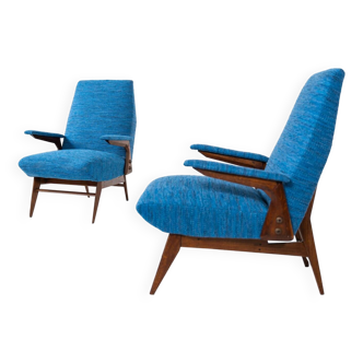 Mid-Century Modern Pair of Armchairs by Vittorio Dassi, Italy, 1960s - New Upholstery