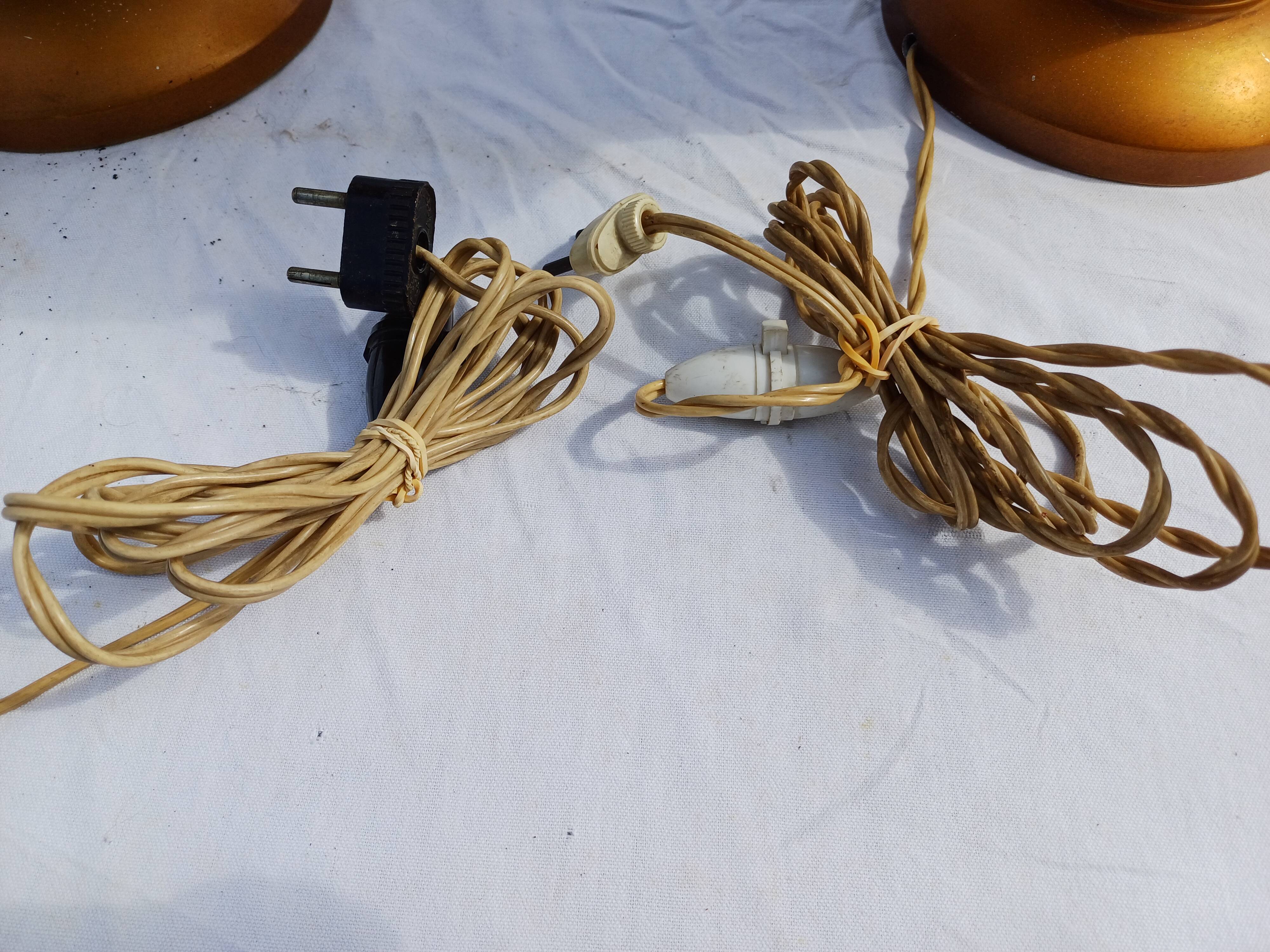 Pair of golden aluminum lamps from the 1960s