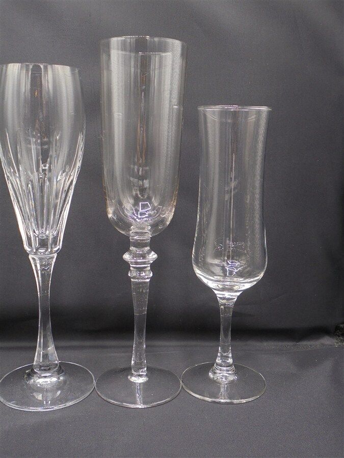 Set of 6 mismatched champagne flutes