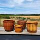 Lot de 4 cache pots en rotin vintage 