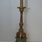 Large Gilded Carved Wooden Candelabrum on Patinated Base, French Work, v
