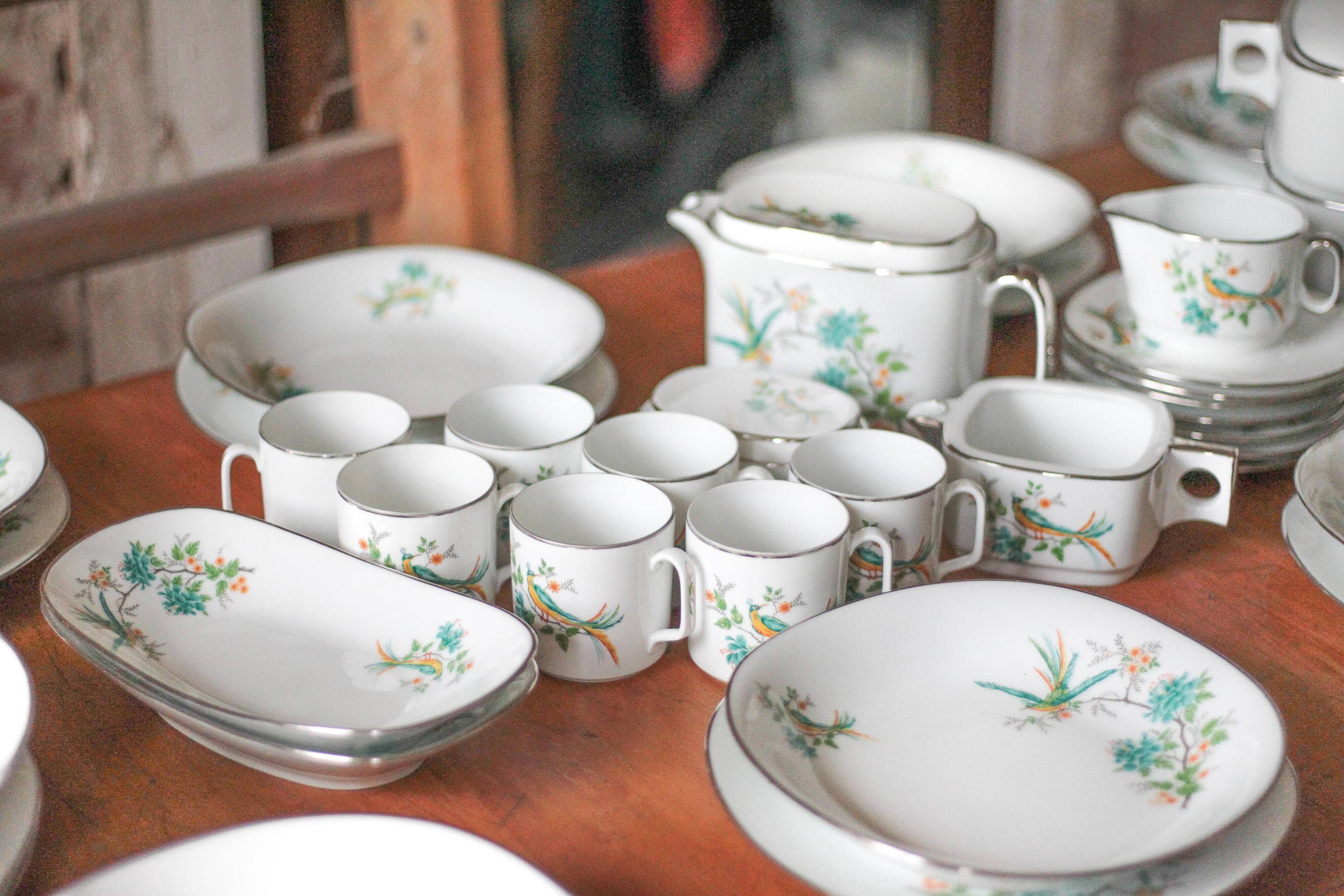 Limoges porcelain table service J.R.S Paradise bird, decor