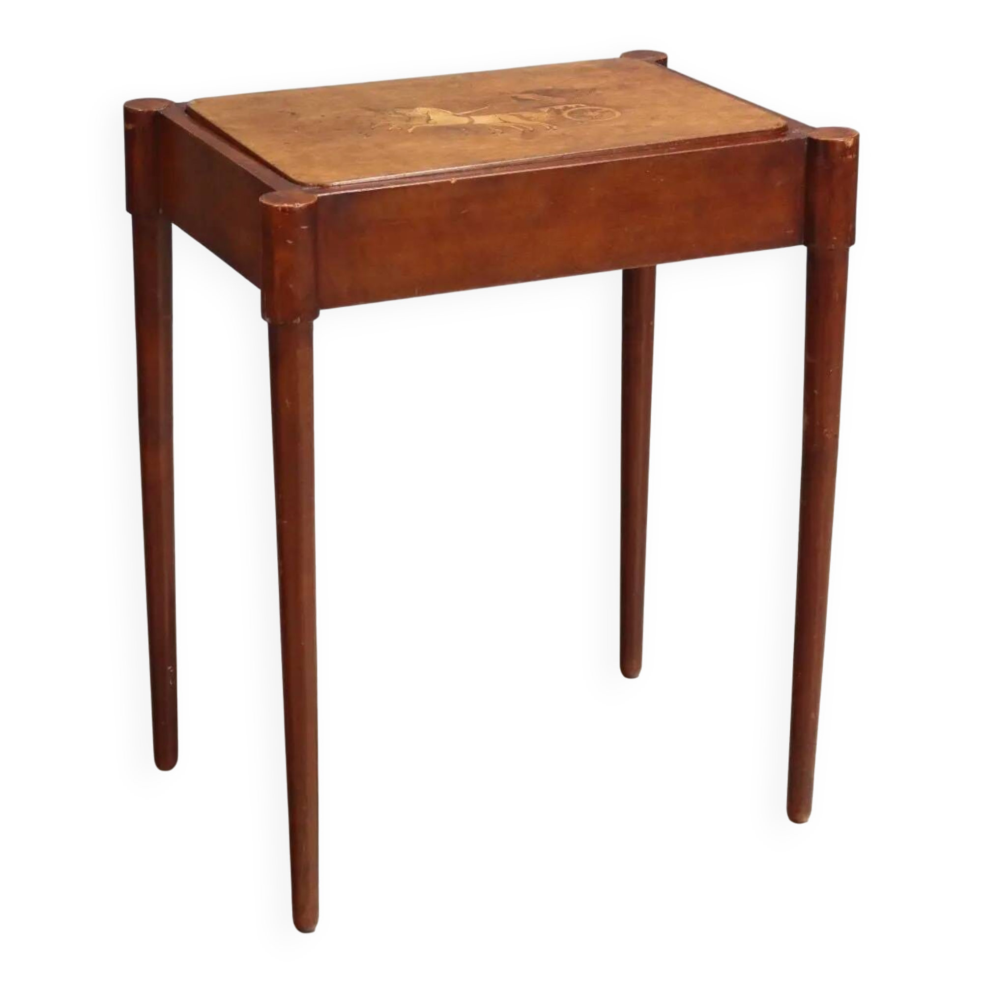 Table basse ancienne en acajou avec marqueterie, Italie, XIXe siècle