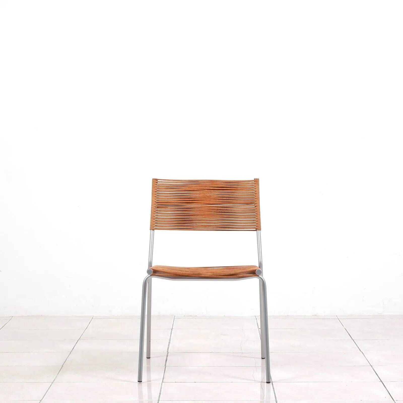 “Miss B” steel lacquered aluminium classic chair by Tito Agnoli