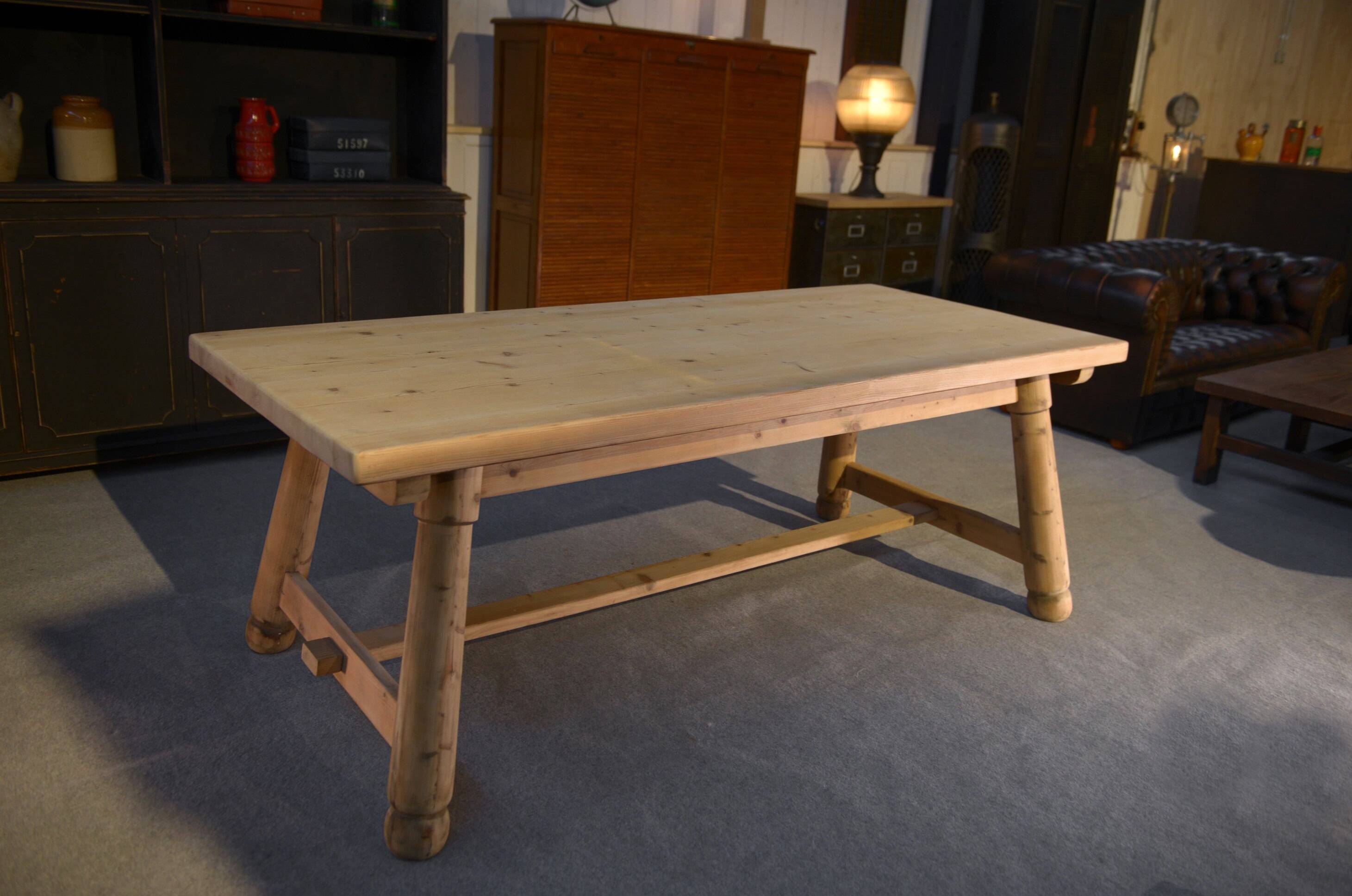 Georges Robert 1960's Brutalist Raw Pine Farm Table