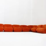 Airborne sectional sofa 'Patate' in orange corduroy, set of 7