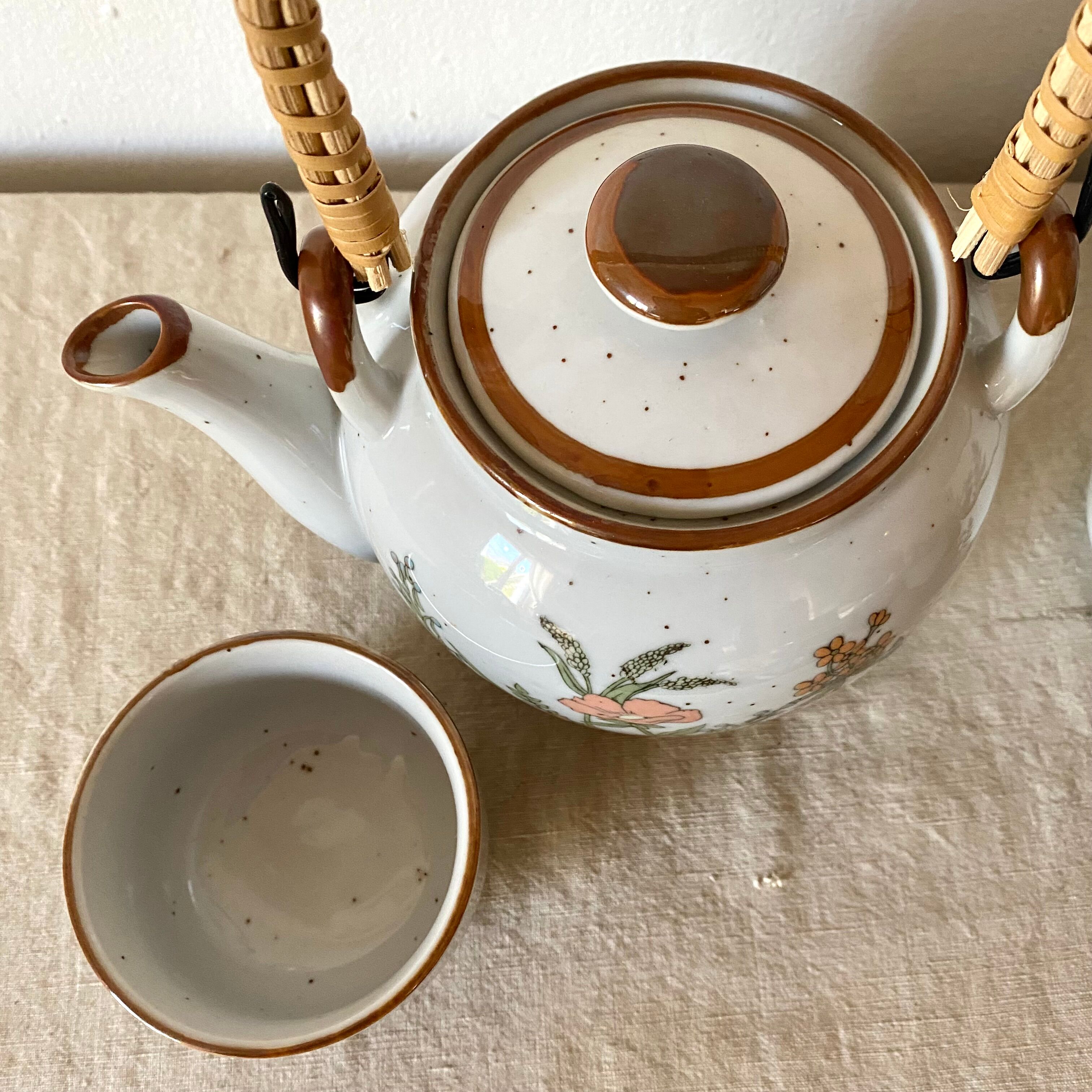 Vintage flowered stoneware tea service
