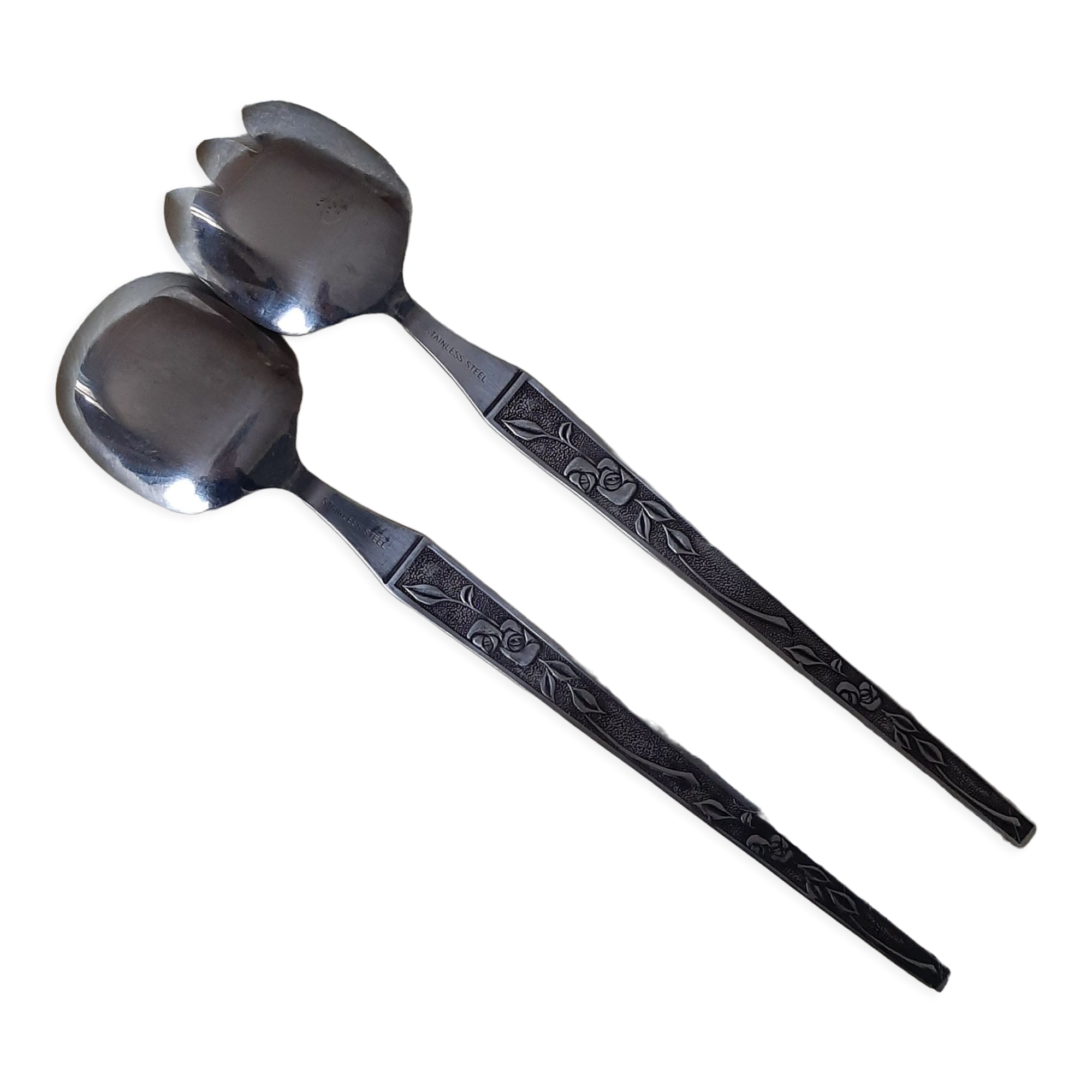 Art Deco pattern salad cutlery