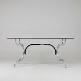 Dining table in chrome and smoked glass - Gastone Rinaldi 1970
