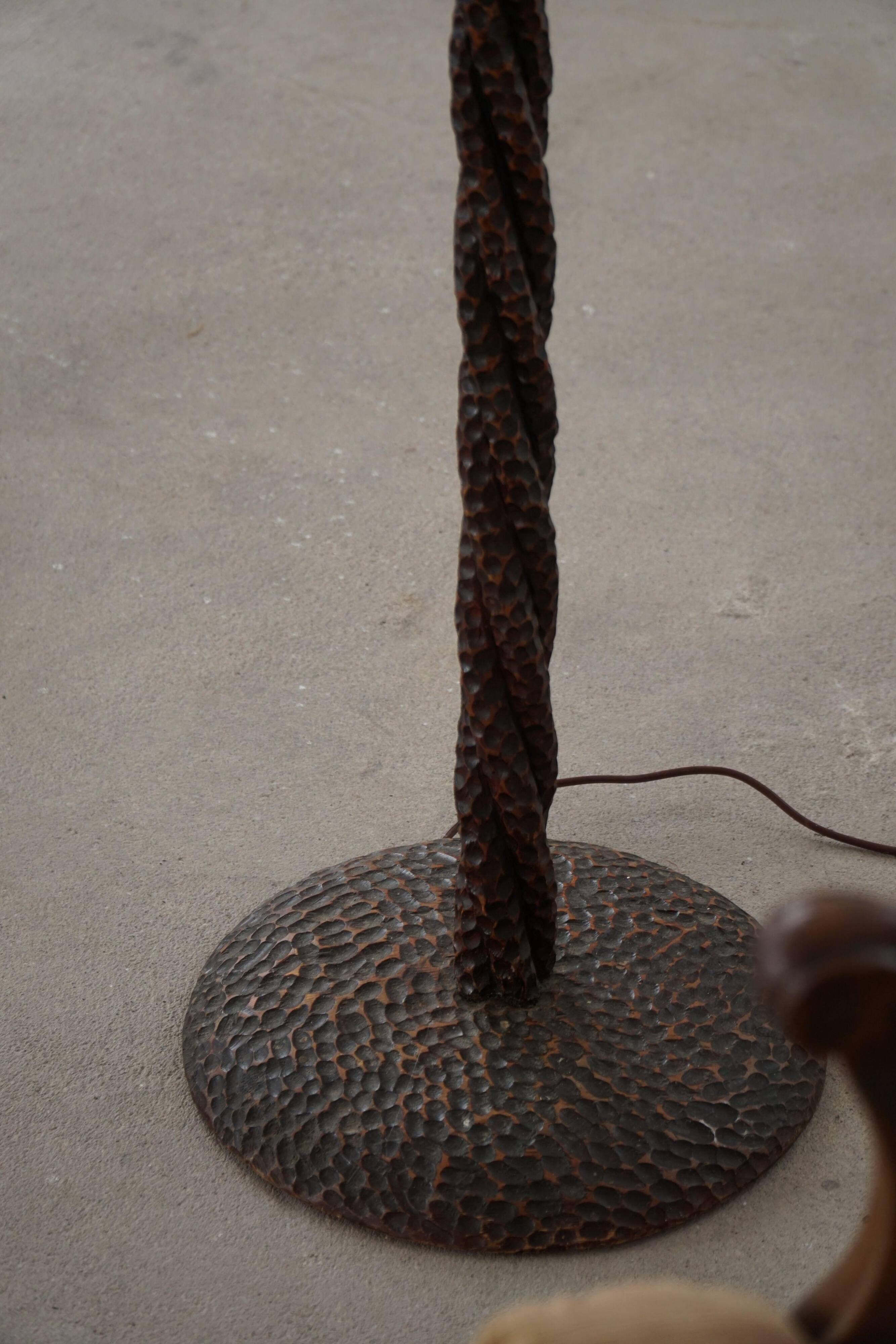 Organic Swedish floor lamp from the mid-century in burnt wood, Wabi Sabi, 1950s