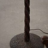 Organic Swedish floor lamp from the mid-century in burnt wood, Wabi Sabi, 1950s