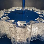 Glass chandelier by Doria Leuchten 1960s mid century lamp, vintage interior.