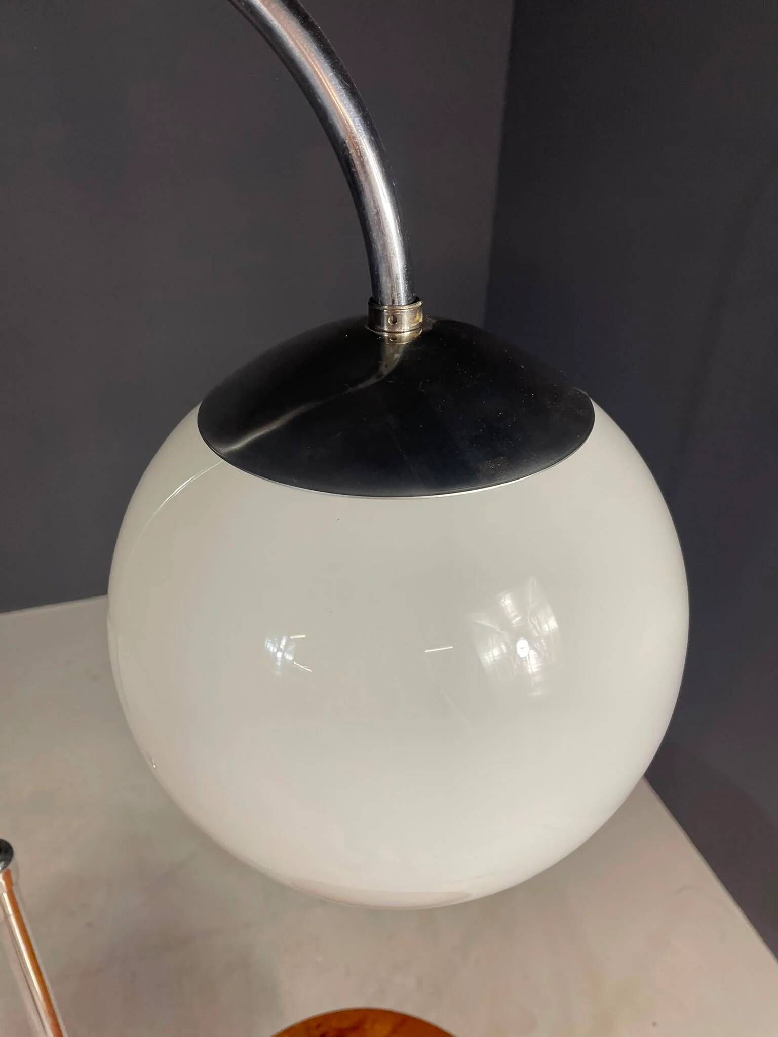 Restored Bauhaus floor lamp with integrated table by R. Slezák