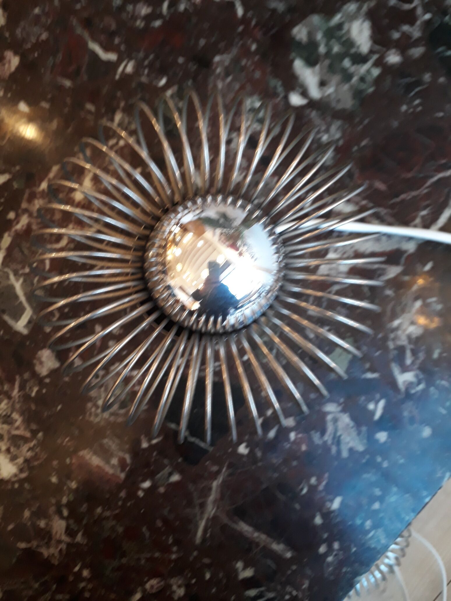 Chrome metal "spring" lamp