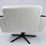 Fauteuil vintage Deutsche Democratic Republic DDR, années 1960, Bouclé blanc