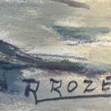 HSP painting "Varangeville Beach" by Roger ROZET (1915-2001) Normandy
