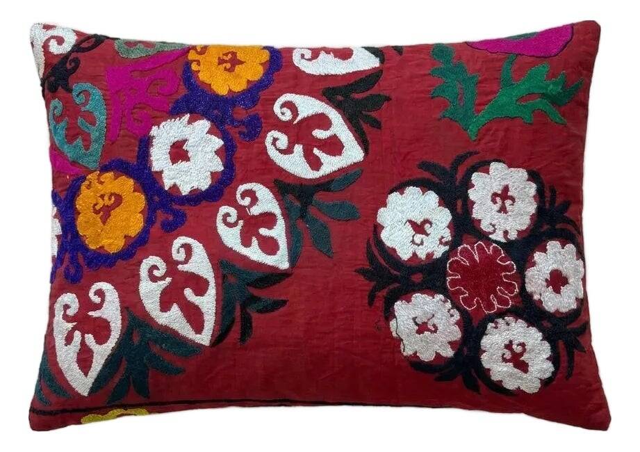 Housse de coussin brodée vintage 51x71 cm