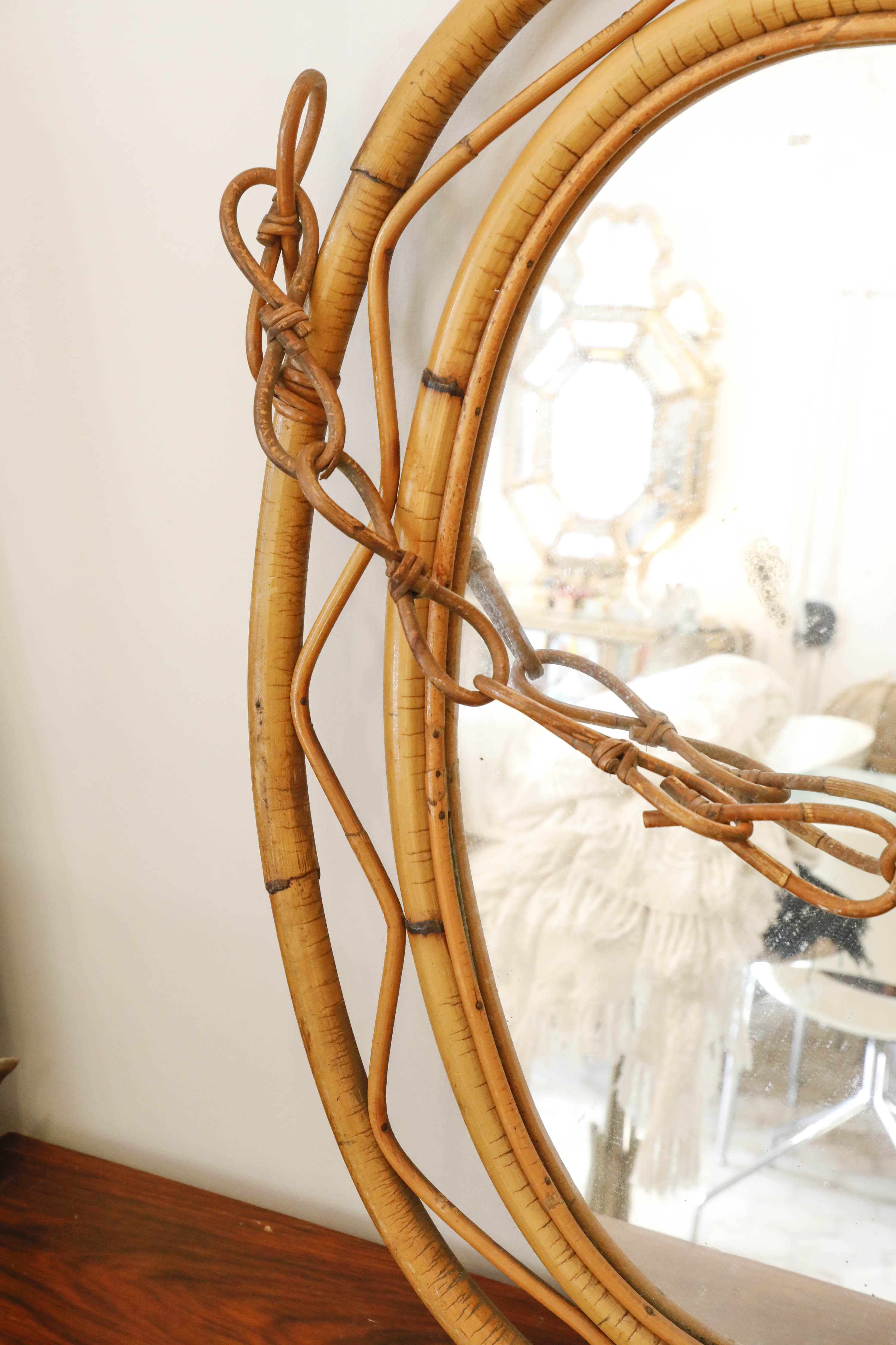 Rattan oval mirror - 73x58cm