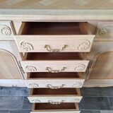 Low buffet in renovated solid cherry wood – Revisited Louis XV style – 250 cm