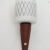 Scandinavian wall lamp in teak and opaline
