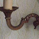 Pair of double Empire wall sconces in bronze from the French period with flame 5160.