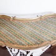 Venetian wooden tray, green and gold, vintage, 50s, bean shape