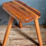 Solid wood tripod stool from the 50s
