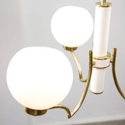 Mid-century Italian Brass and Opaline Chandelier